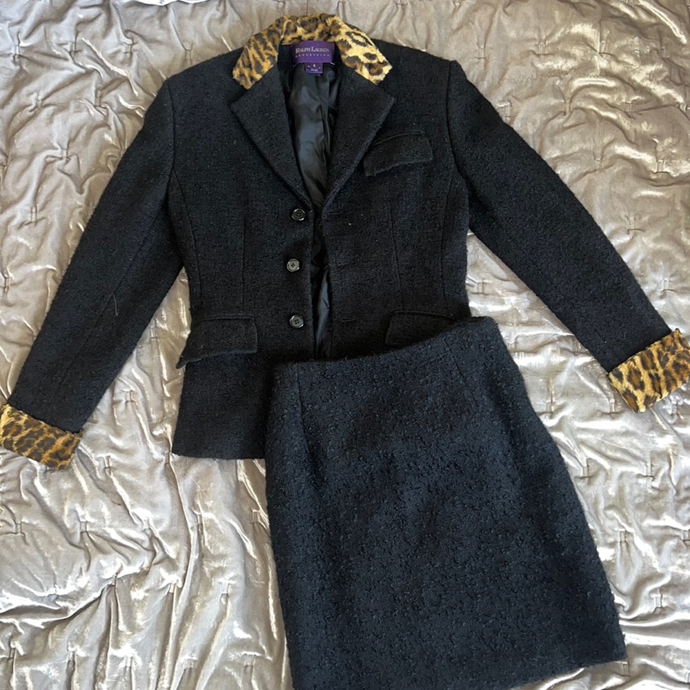 90’s Archival Ralph Lauren Purple Label Wool Blazer and Skirt Set